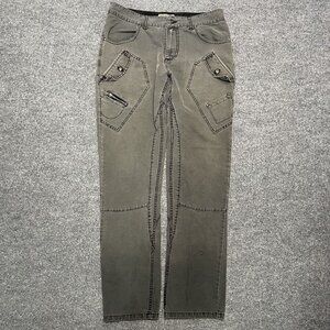 Rogue State Mens Utility Cargo Pants With Geometric Pockets Gray 32